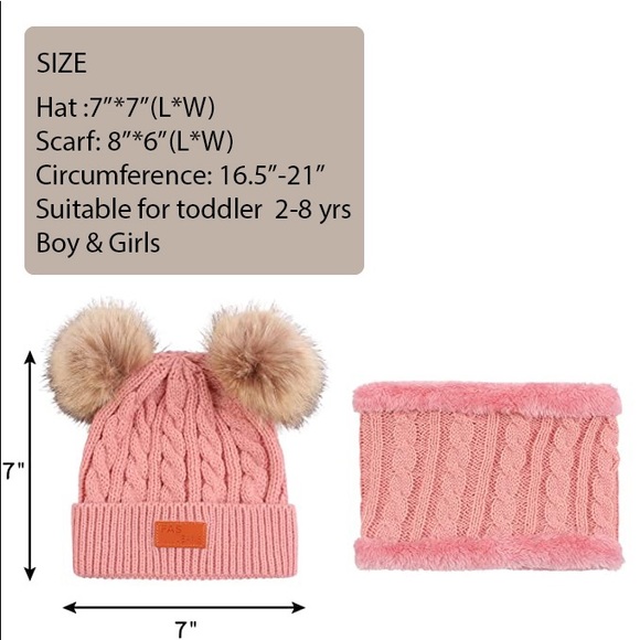 Dark Pink Winter Girls & Boys Warm Hats Set; Toddler Scarf Set - Picture 4 of 4